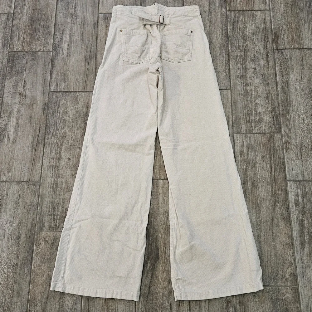 Pilcro The Kit High-Rise Wide-Leg Utility Trousers‎ Size 30T Cream Cinch Retro